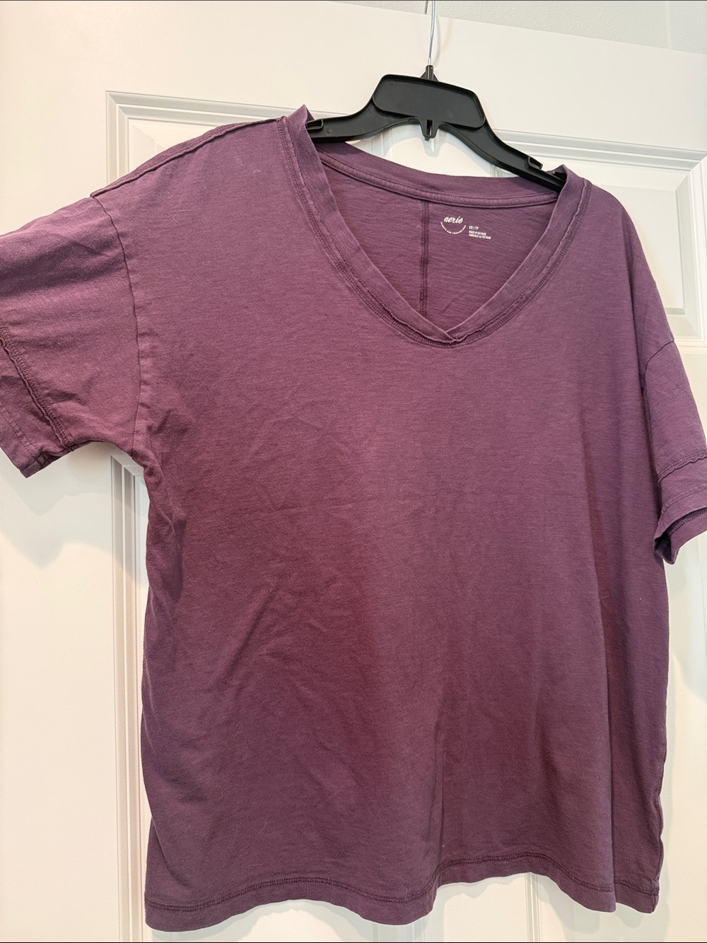 aerie V-Neck Tee in Plum